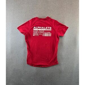 Alphalete Performance Fit T-Shirt Mens Medium Red Raglan Short Sleeve Curved Hem